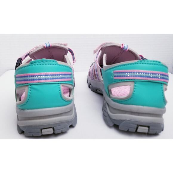Women's Triple T Trading Gray, Pink & Teal Sports Sandals Size 6 - Picture 6 of 10